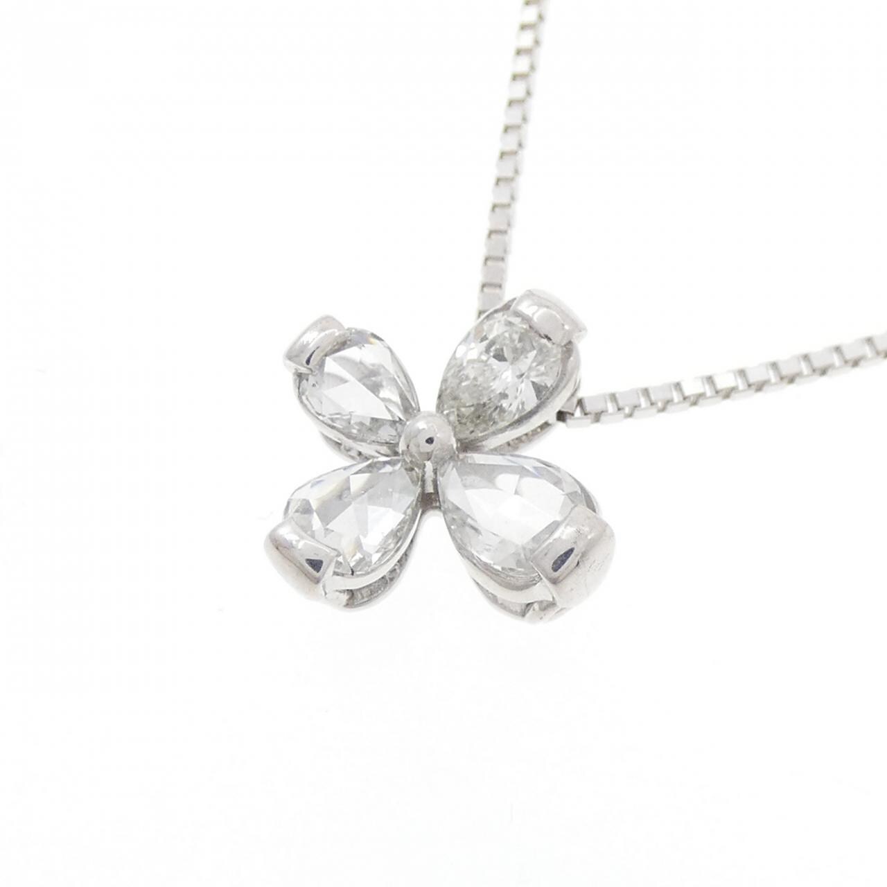 K18WG フラワー ダイヤモンド ネックレス 0.29CT