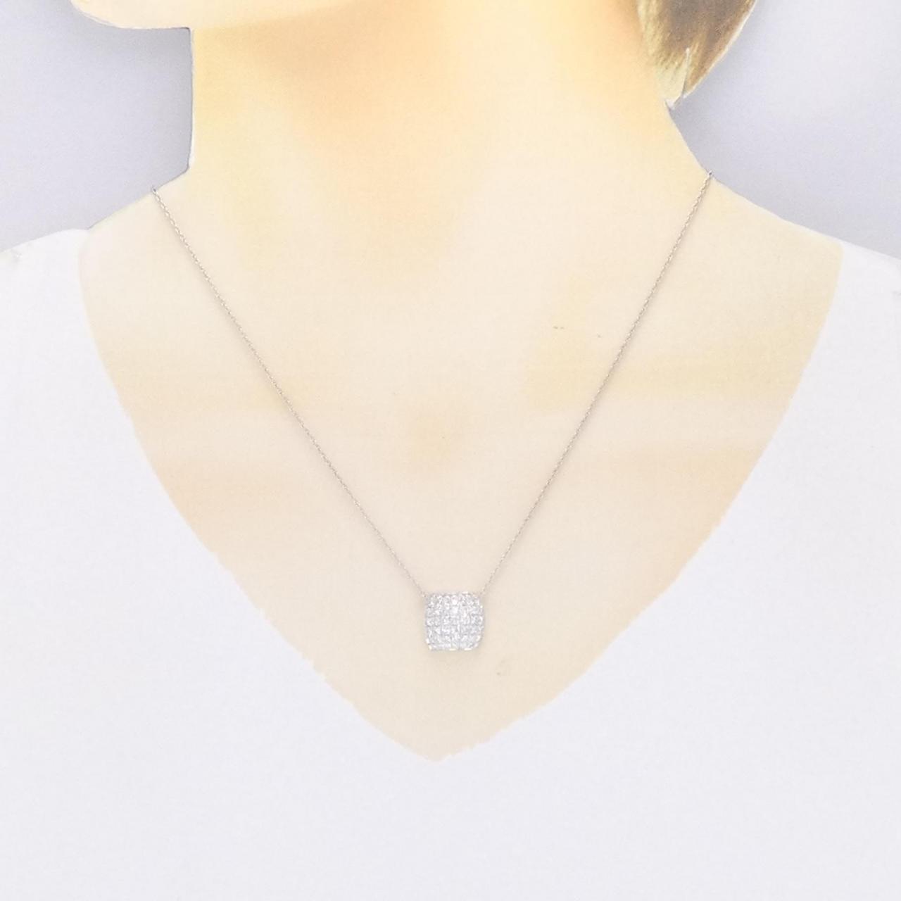 K18WG pave Diamond necklace 0.99CT