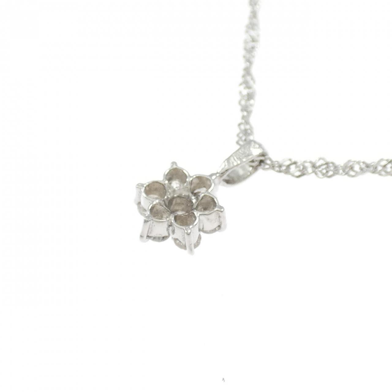 PT900/PT850 フラワー ダイヤモンド ネックレス 0.15CT