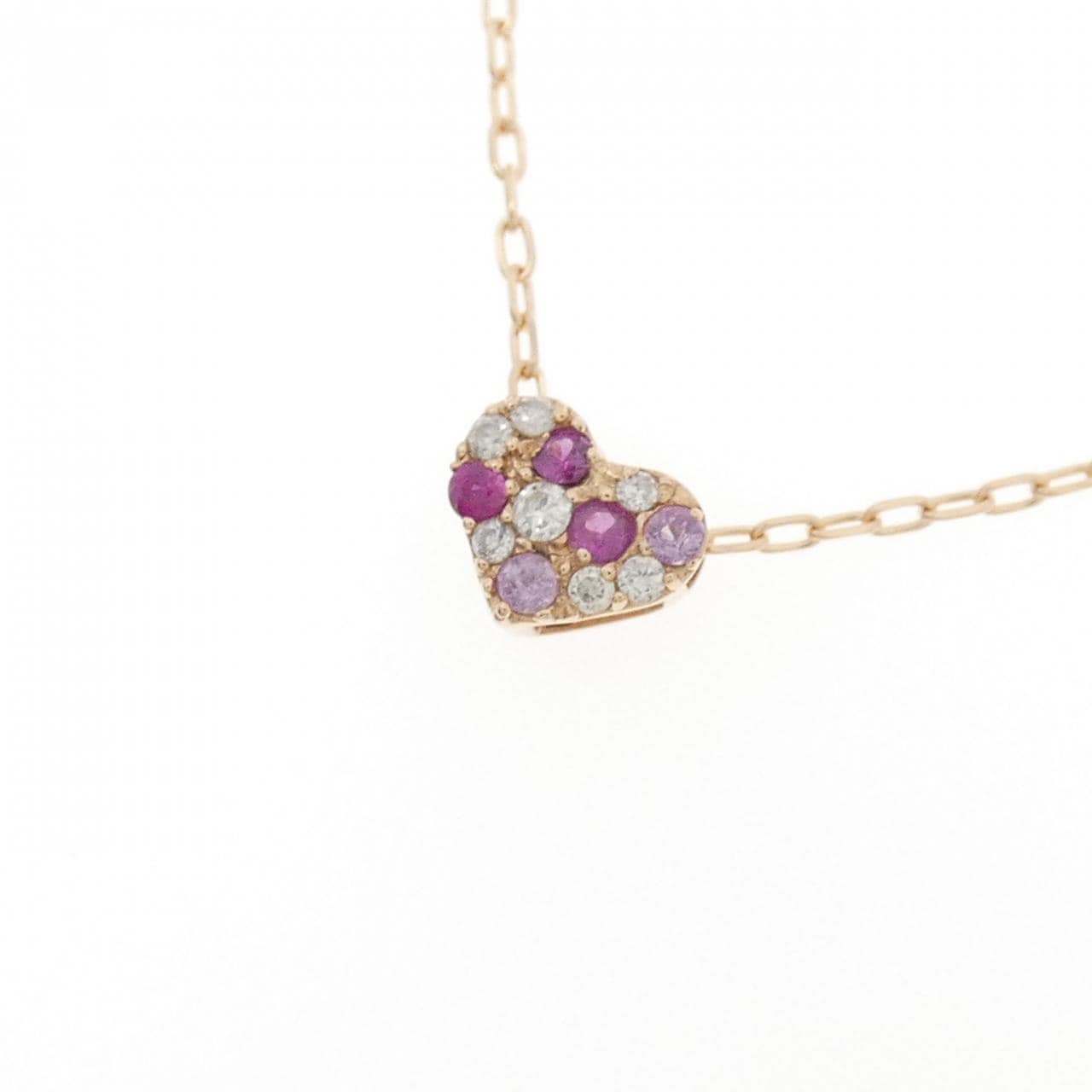 K18PG ハート サファイヤ ネックレス 0.09CT