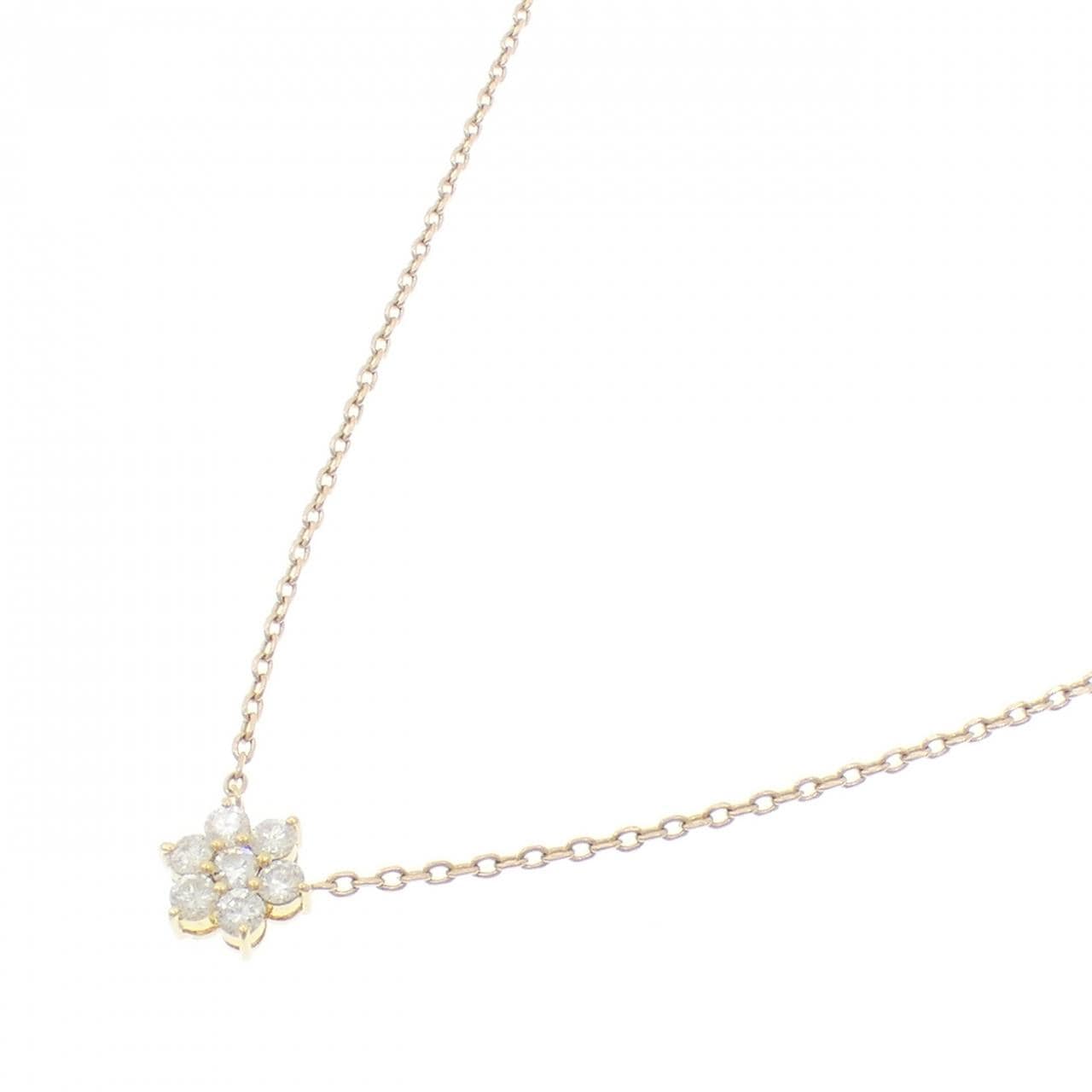 K18YG フラワー ダイヤモンド ネックレス 0.58CT