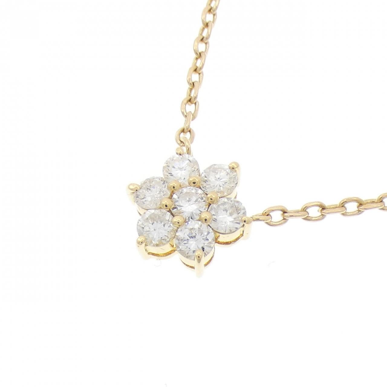 K18YG フラワー ダイヤモンド ネックレス 0.58CT