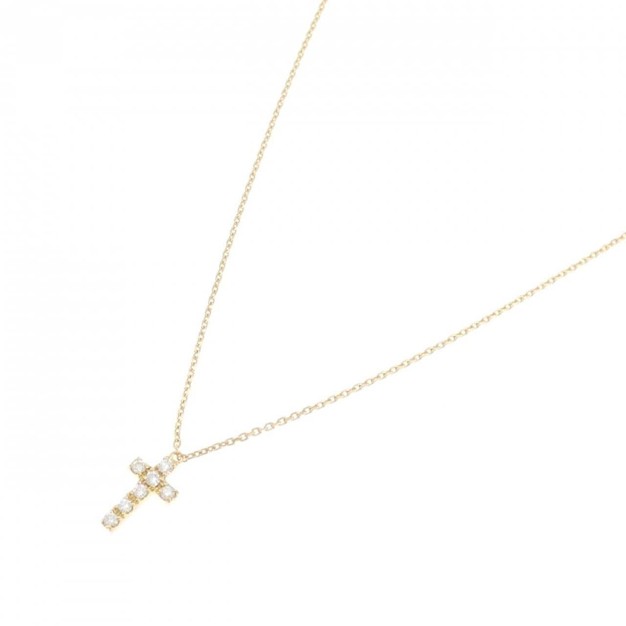 K18YG クロス ダイヤモンド ネックレス 0.10CT