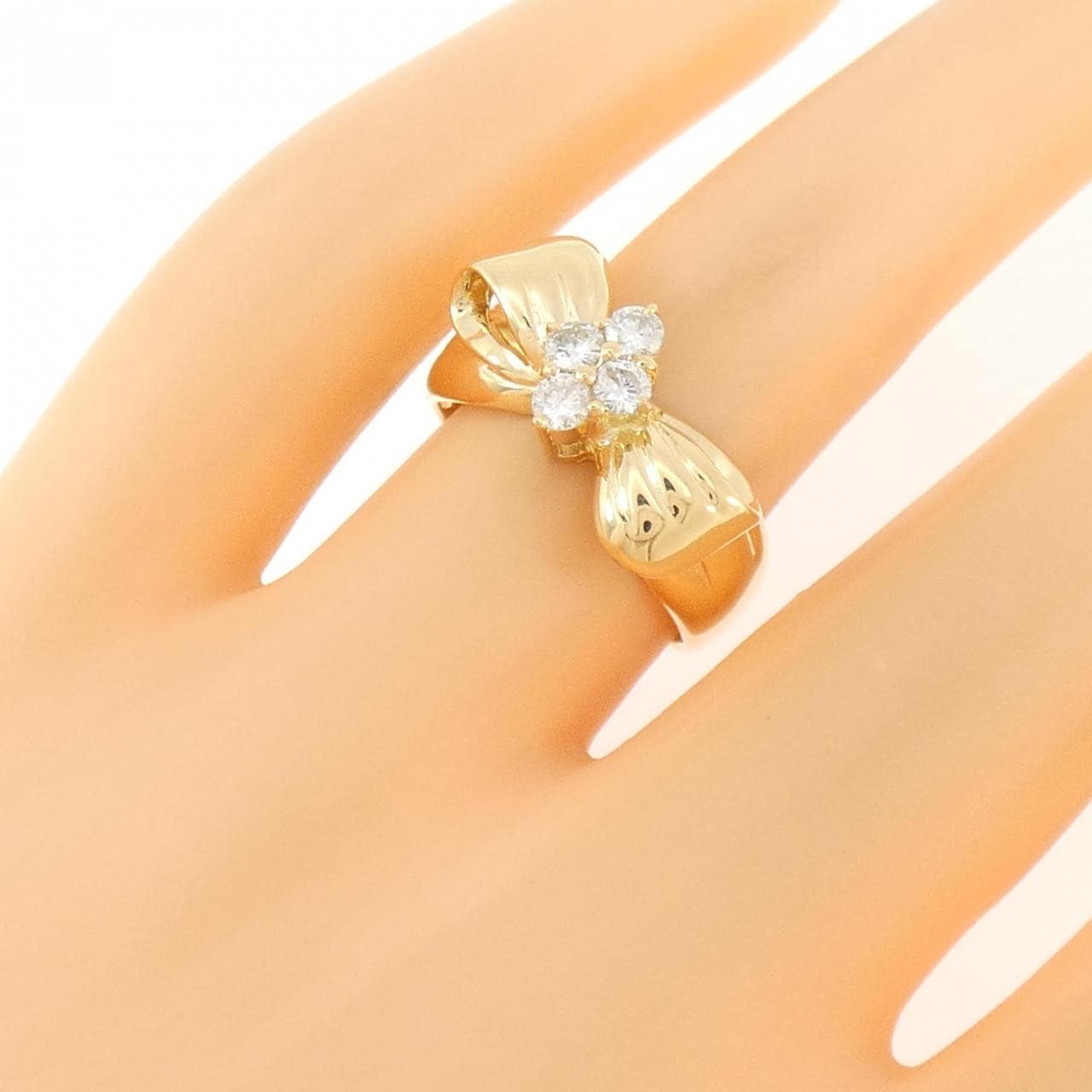 K18YG リボン ダイヤモンド リング 0.30CT