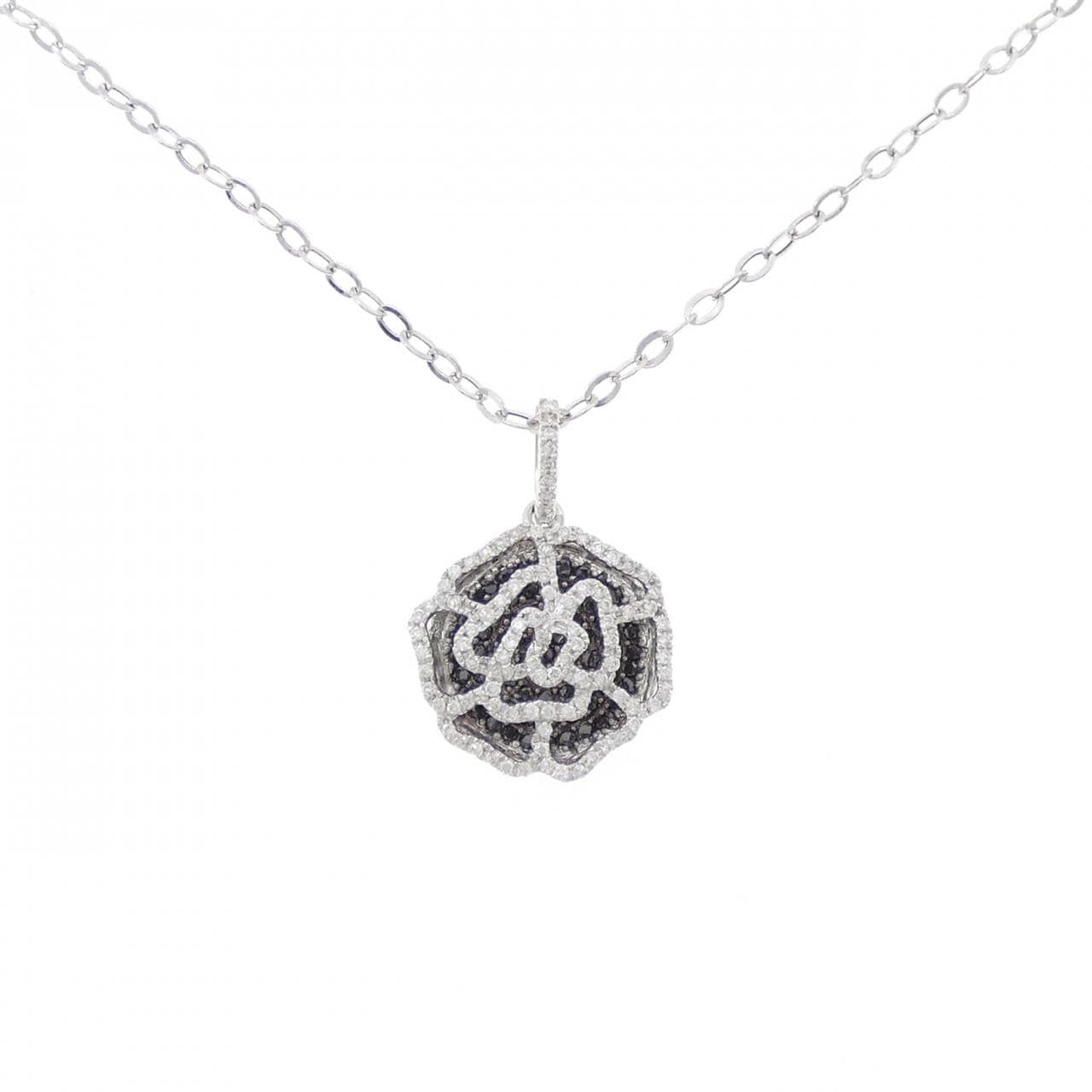 K18WG ローズ ダイヤモンド ネックレス 0.85CT