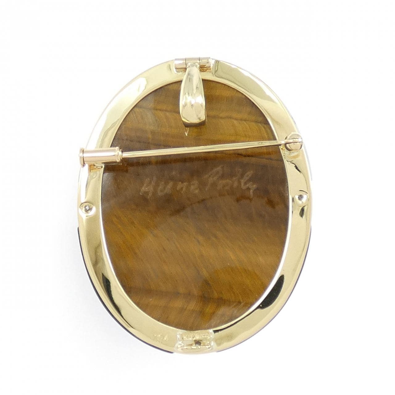 K18YG/PT900 タイガーアイ ブローチ