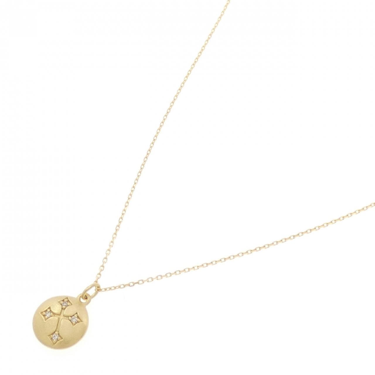 K18YG クロス ダイヤモンド ネックレス 0.03CT