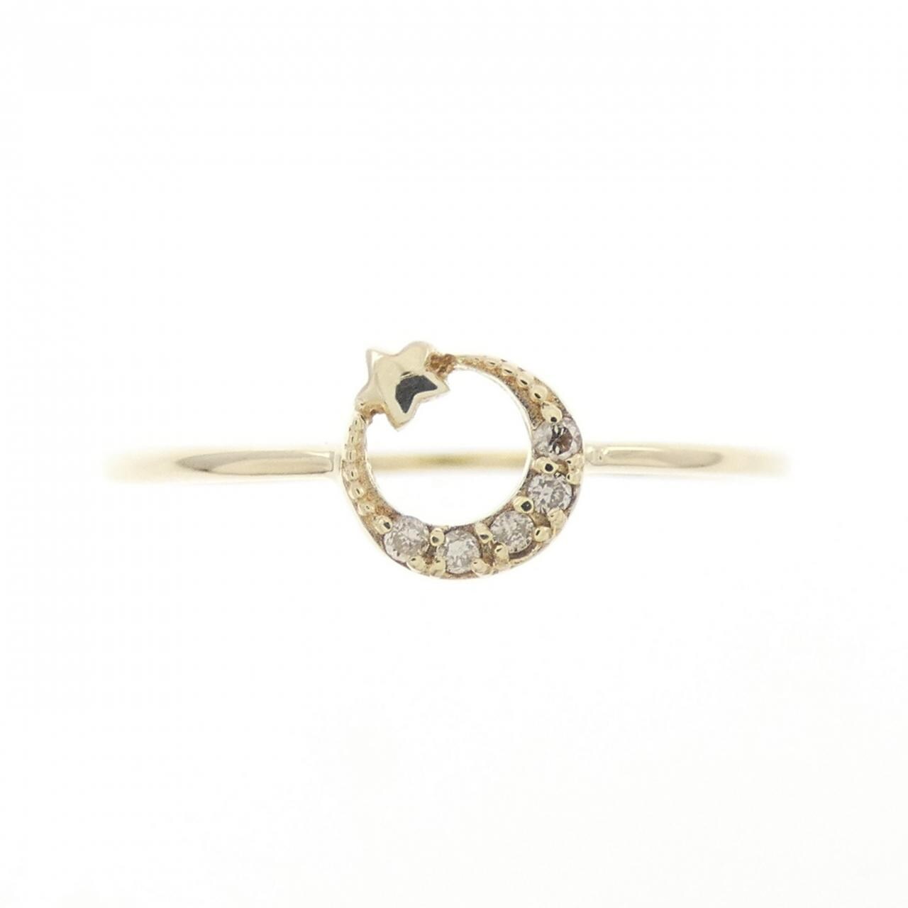 K10YG Moon x Star Diamond Ring 0.02CT