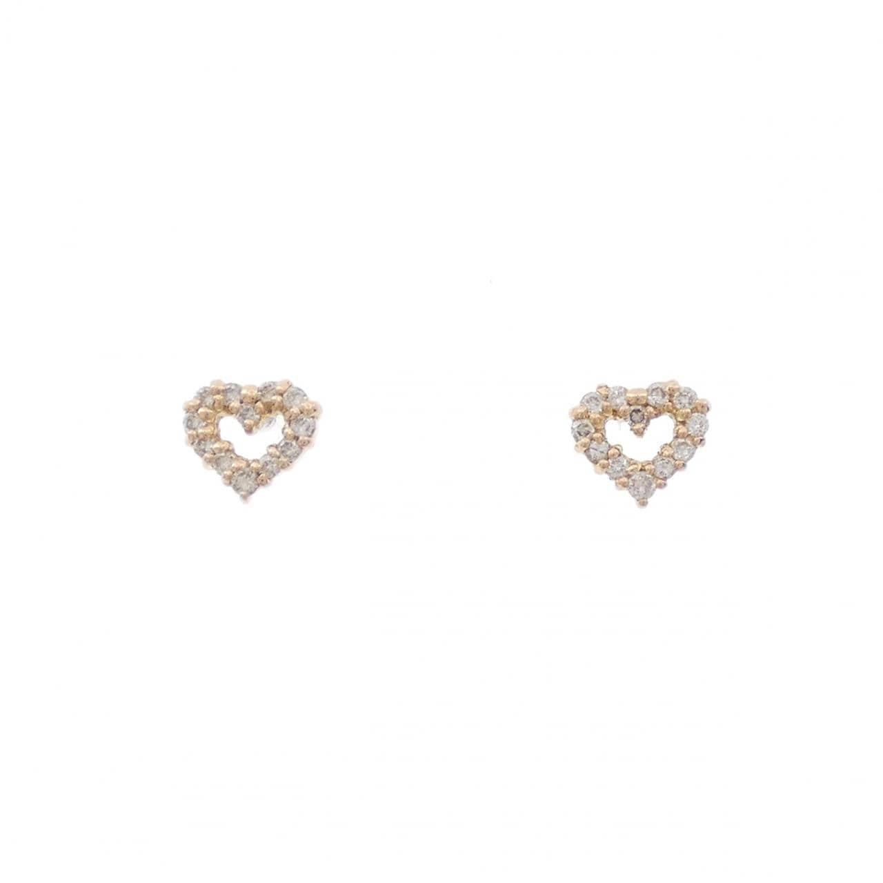 K18PG Heart Diamond Earrings 0.16CT