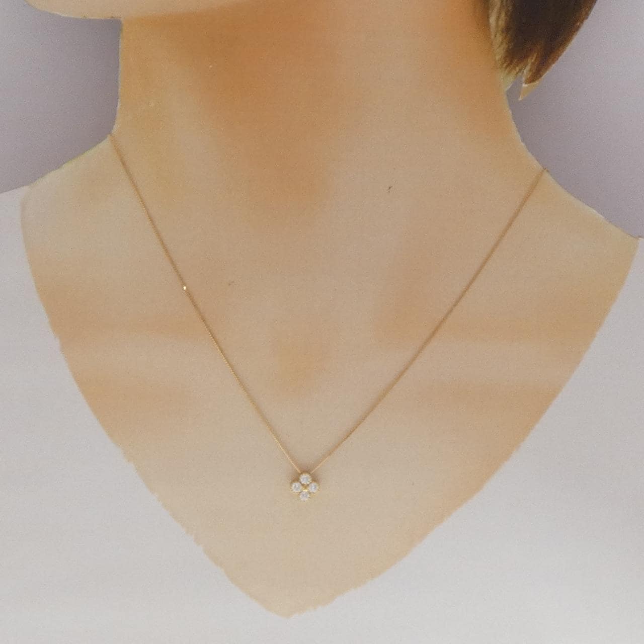 【新品】K18YG フラワー ダイヤモンド ネックレス 0.302CT