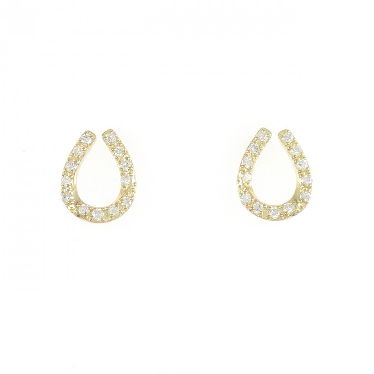 【リメイク】K18YG ホースシュー ダイヤモンド ピアス 0.20CT