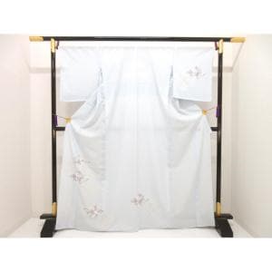【新品】単衣　駒絽訪問着　友禅銀彩加工