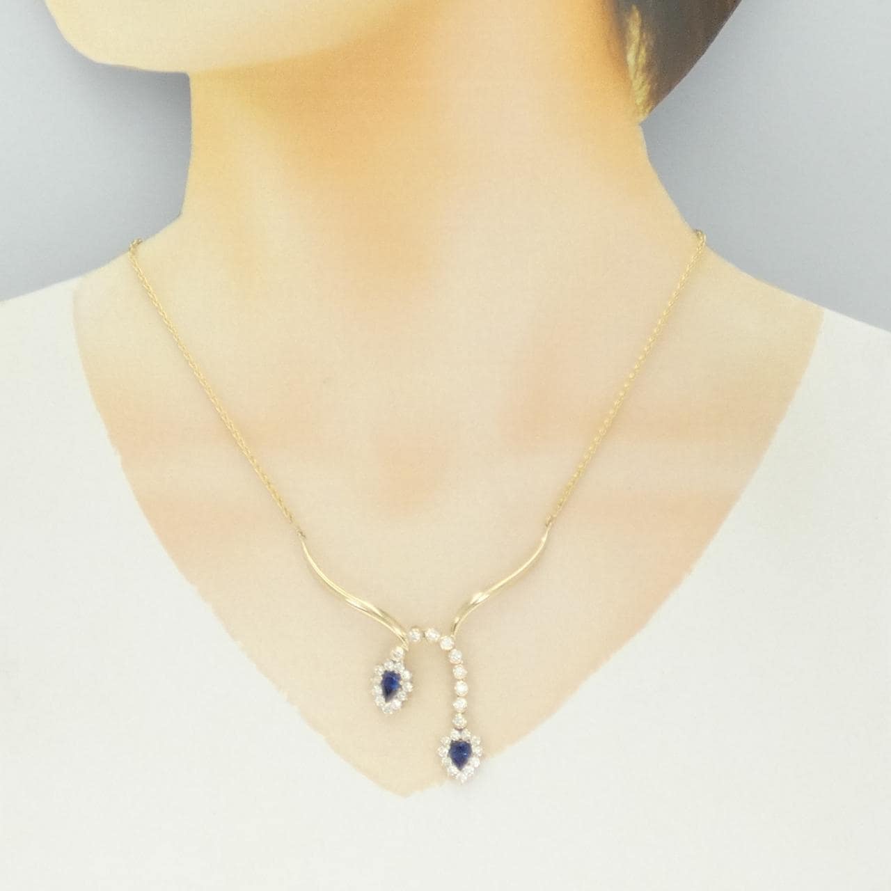 K18YG/750YG サファイヤ ネックレス 1.36CT