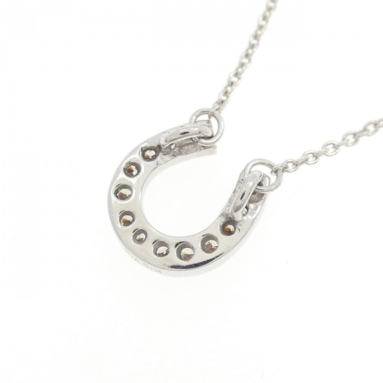 K18WG ホースシュー ダイヤモンド ネックレス 0.13CT