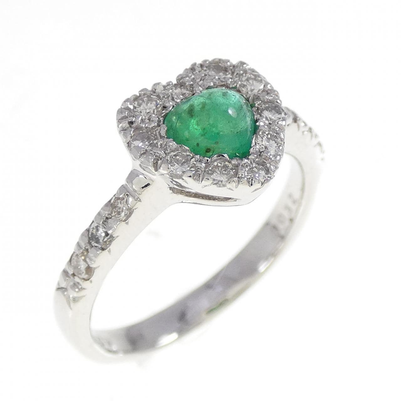 750WG ハート エメラルド リング 0.39CT