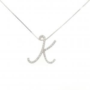 K18WG イニシャルK ダイヤモンド ネックレス 0.20CT