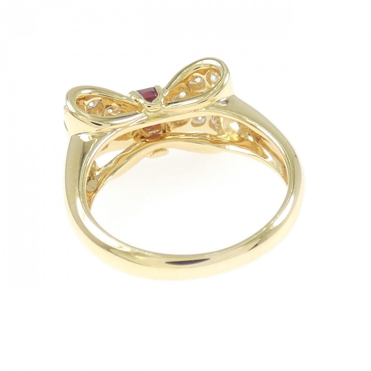 750YG リボン ルビー リング