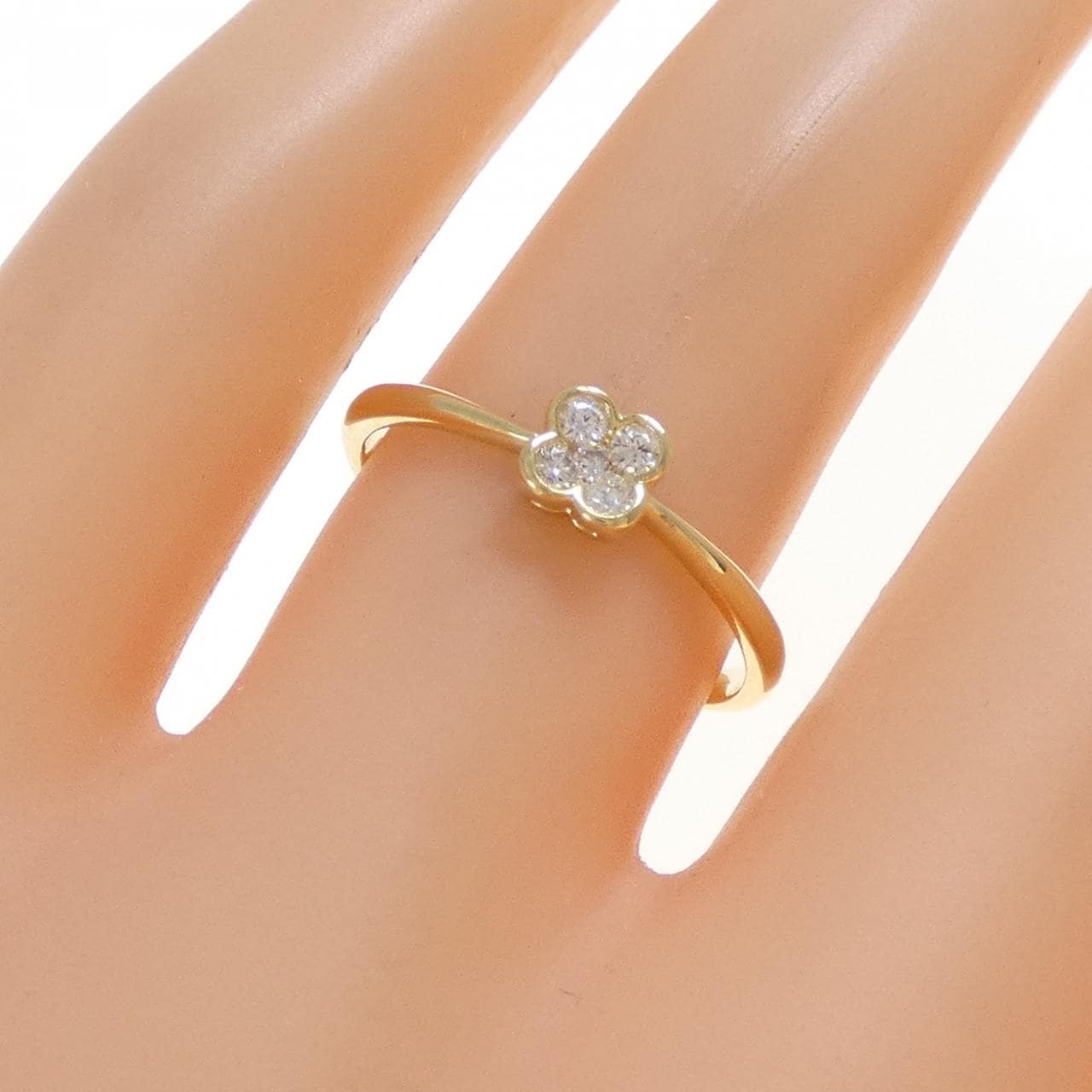 K18YG フラワー ダイヤモンド リング 0.10CT