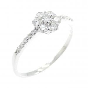 K18WG フラワー ダイヤモンド リング 0.30CT