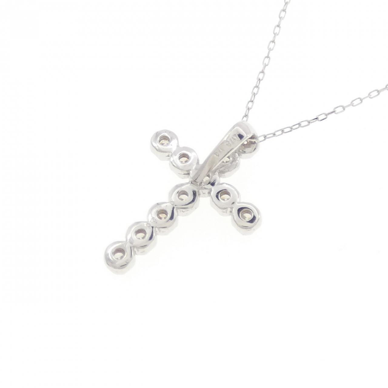 K18WG クロス ダイヤモンド ネックレス 0.20CT