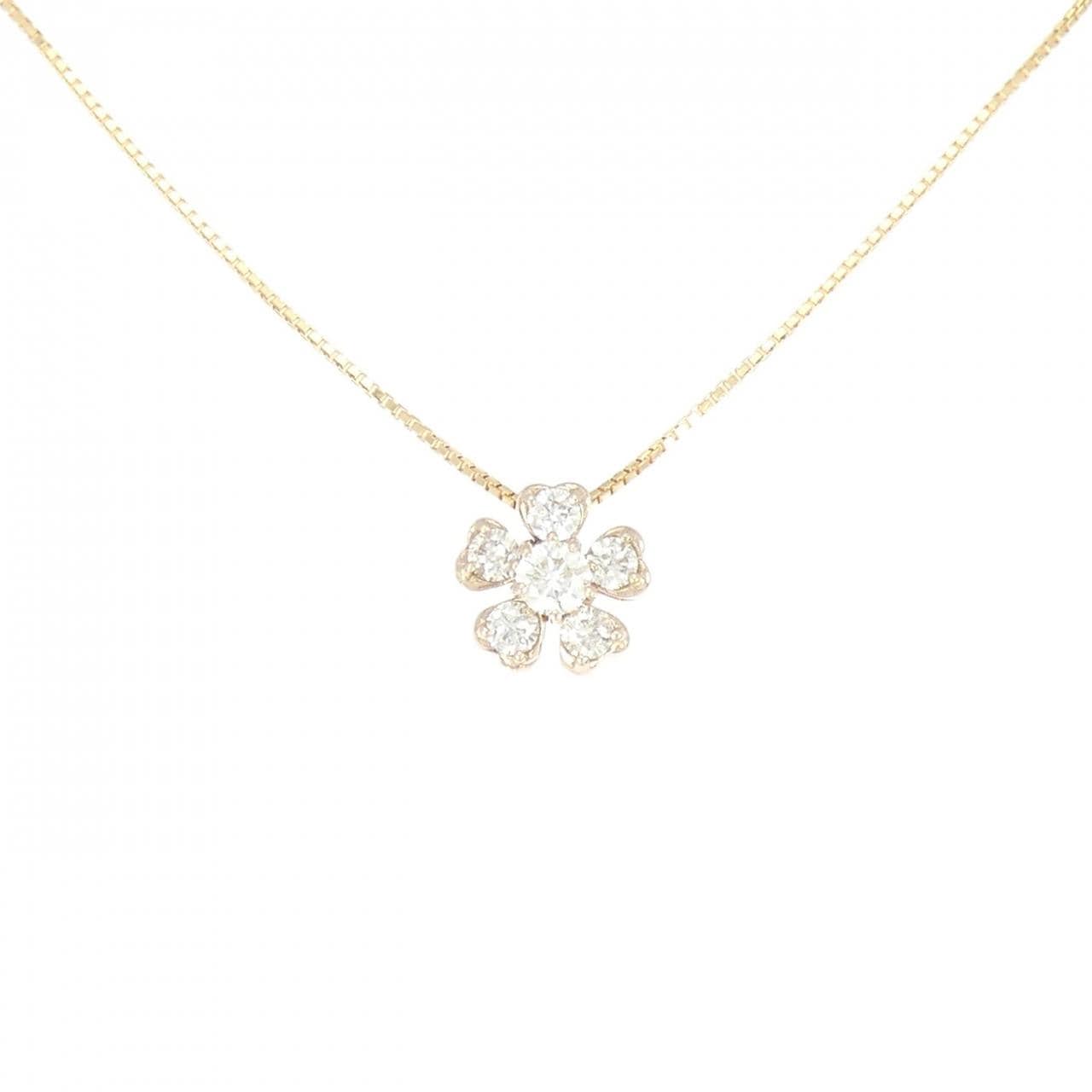 K18PG フラワー ダイヤモンド ネックレス 0.53CT
