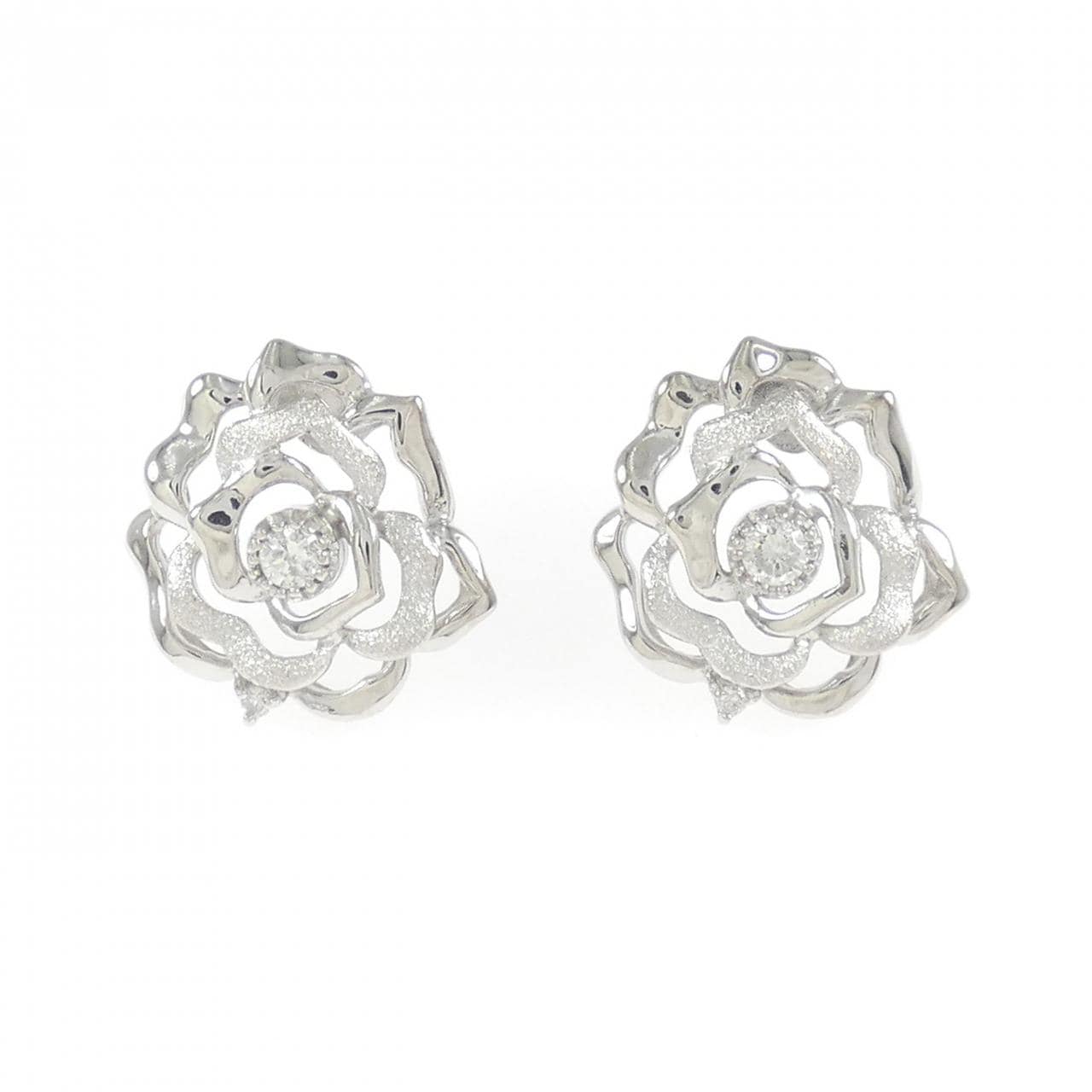 K18WG玫瑰金鑽石耳環 0.14克拉