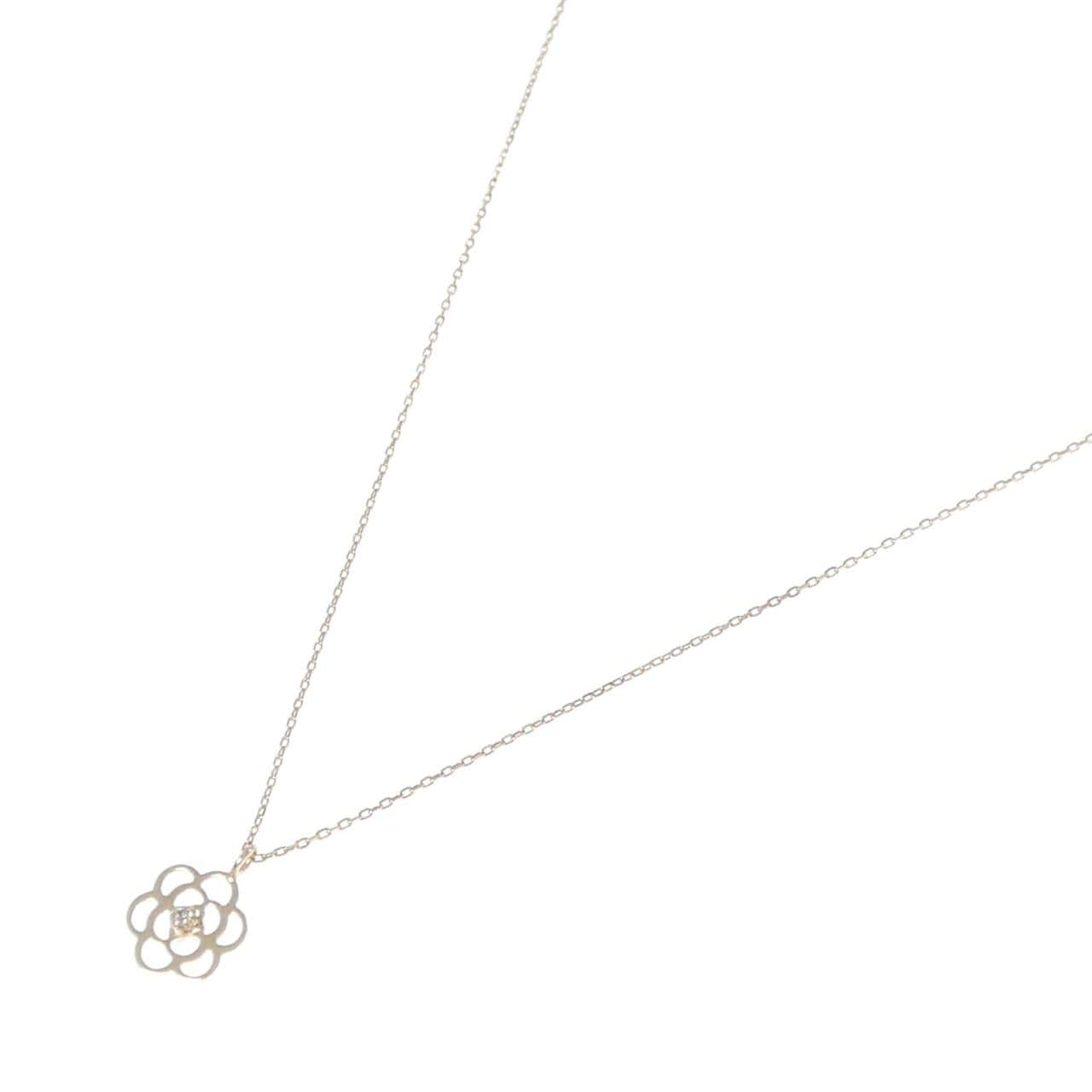 K10YG フラワー ダイヤモンド ネックレス 0.01CT