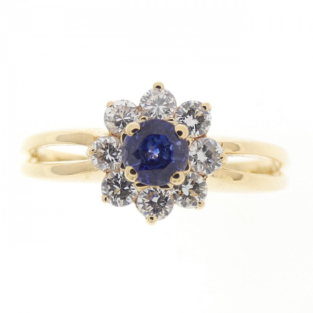 750YG フラワー サファイヤ リング 0.28CT