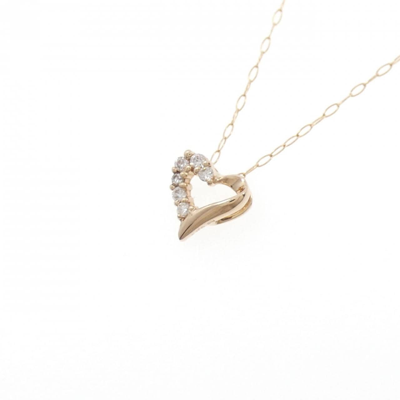 K18PG ハート ダイヤモンド ネックレス 0.05CT