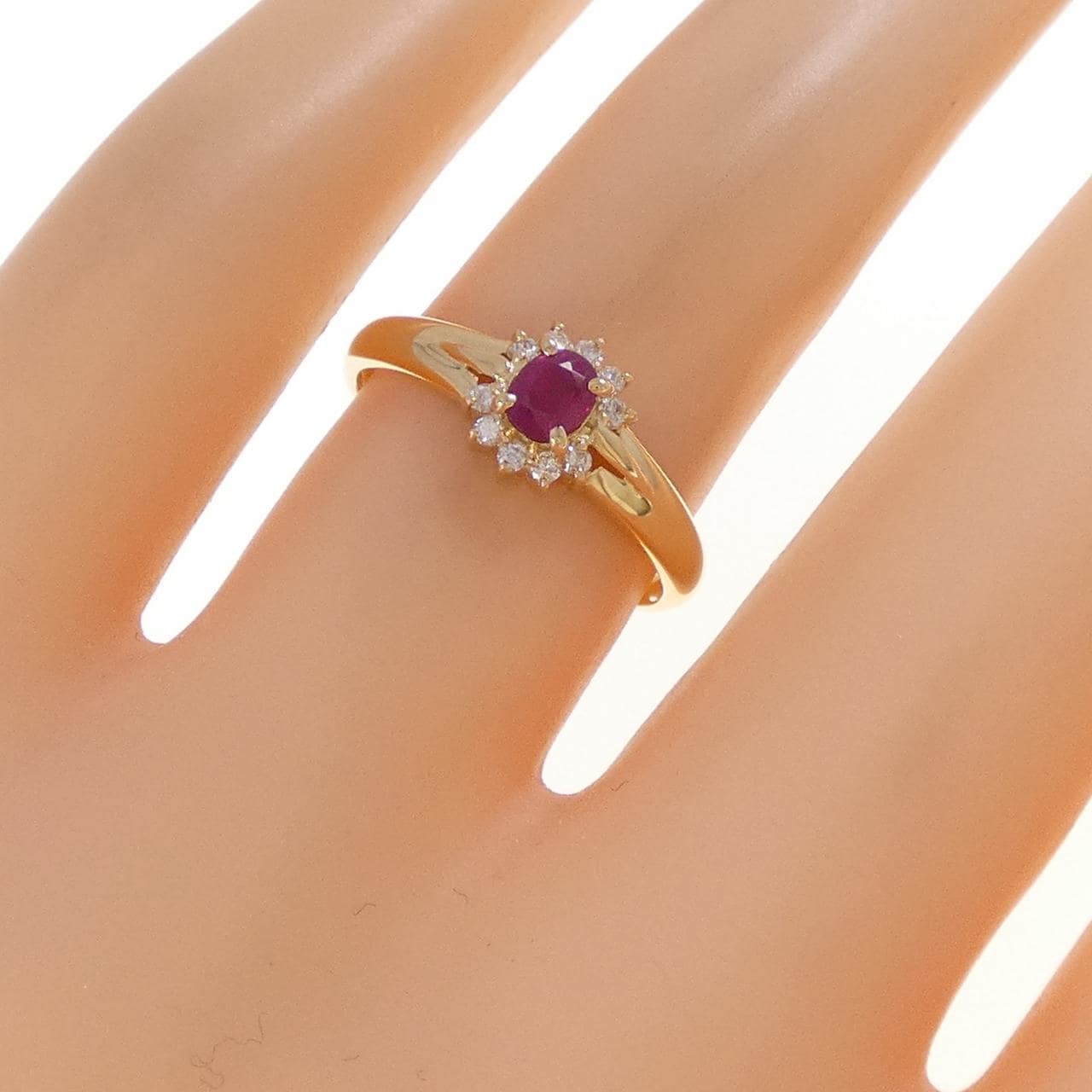 K18YG ルビー リング 0.28CT