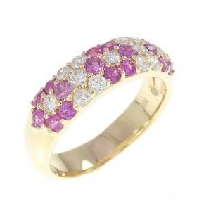 K18YG フラワー サファイヤ リング 0.60CT