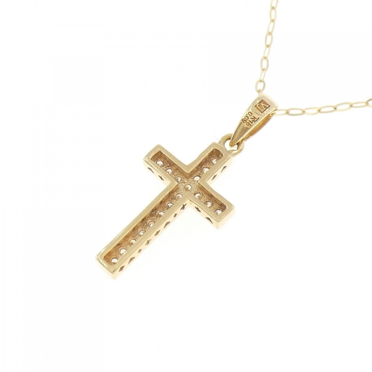 K18YG クロス ダイヤモンド ネックレス 0.09CT