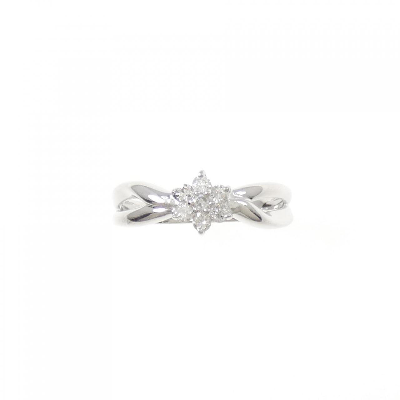 K18WG フラワー ダイヤモンド リング 0.11CT