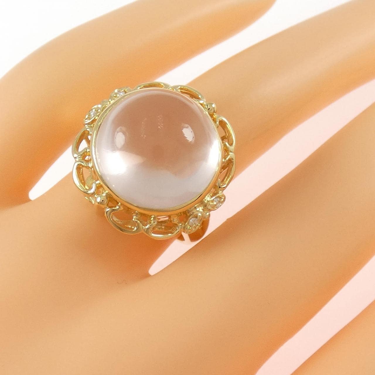 K18YG ローズクオーツ リング