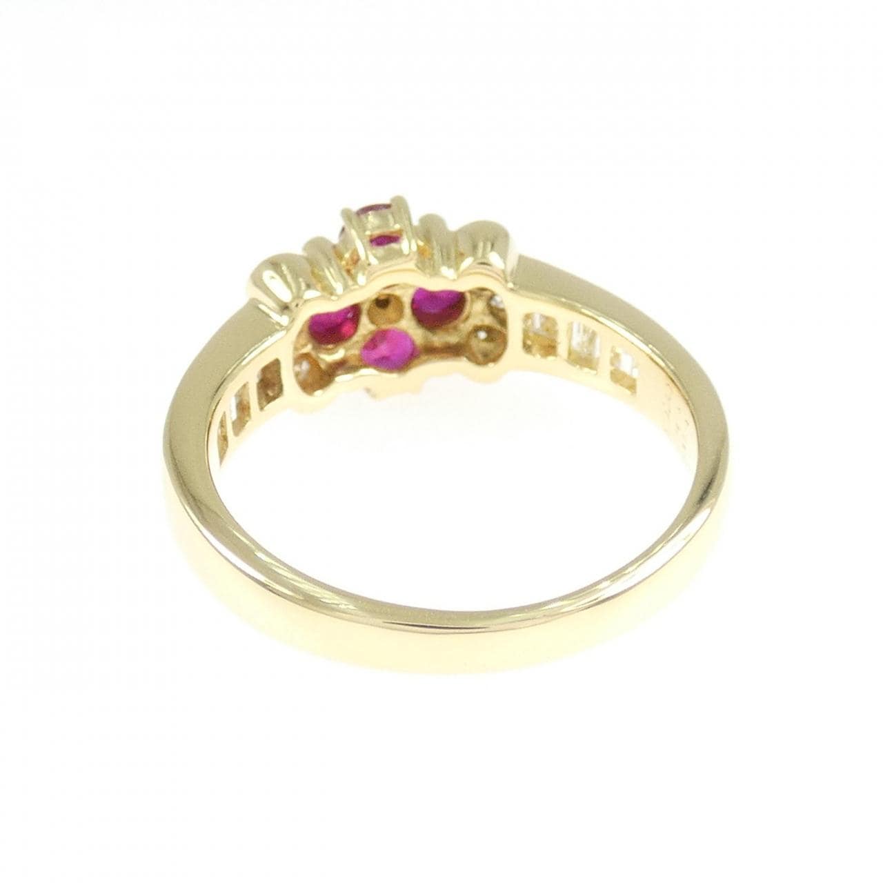 K18YG フラワー ルビー リング 0.51CT