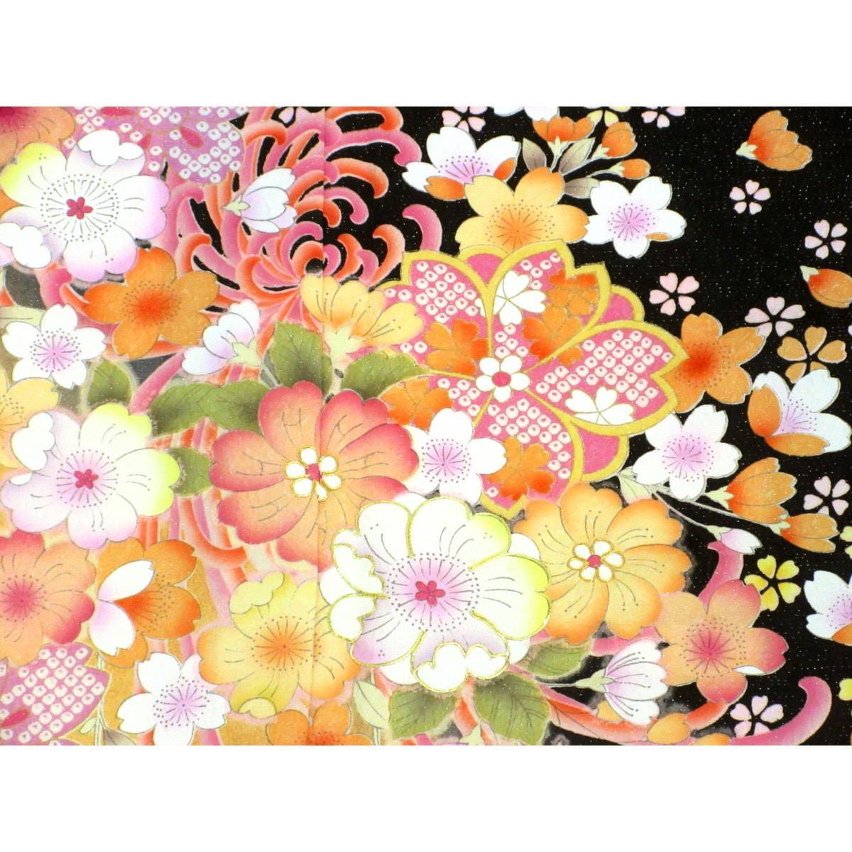 振袖　金通しボカシ染　友禅加工　刺繍入り
