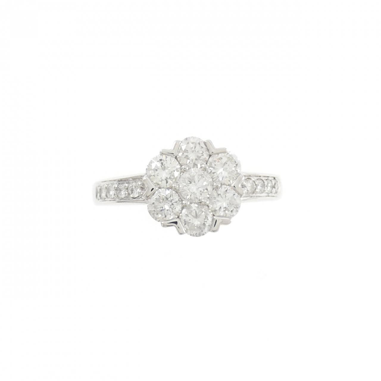 K18WG フラワー ダイヤモンド リング 1.25CT