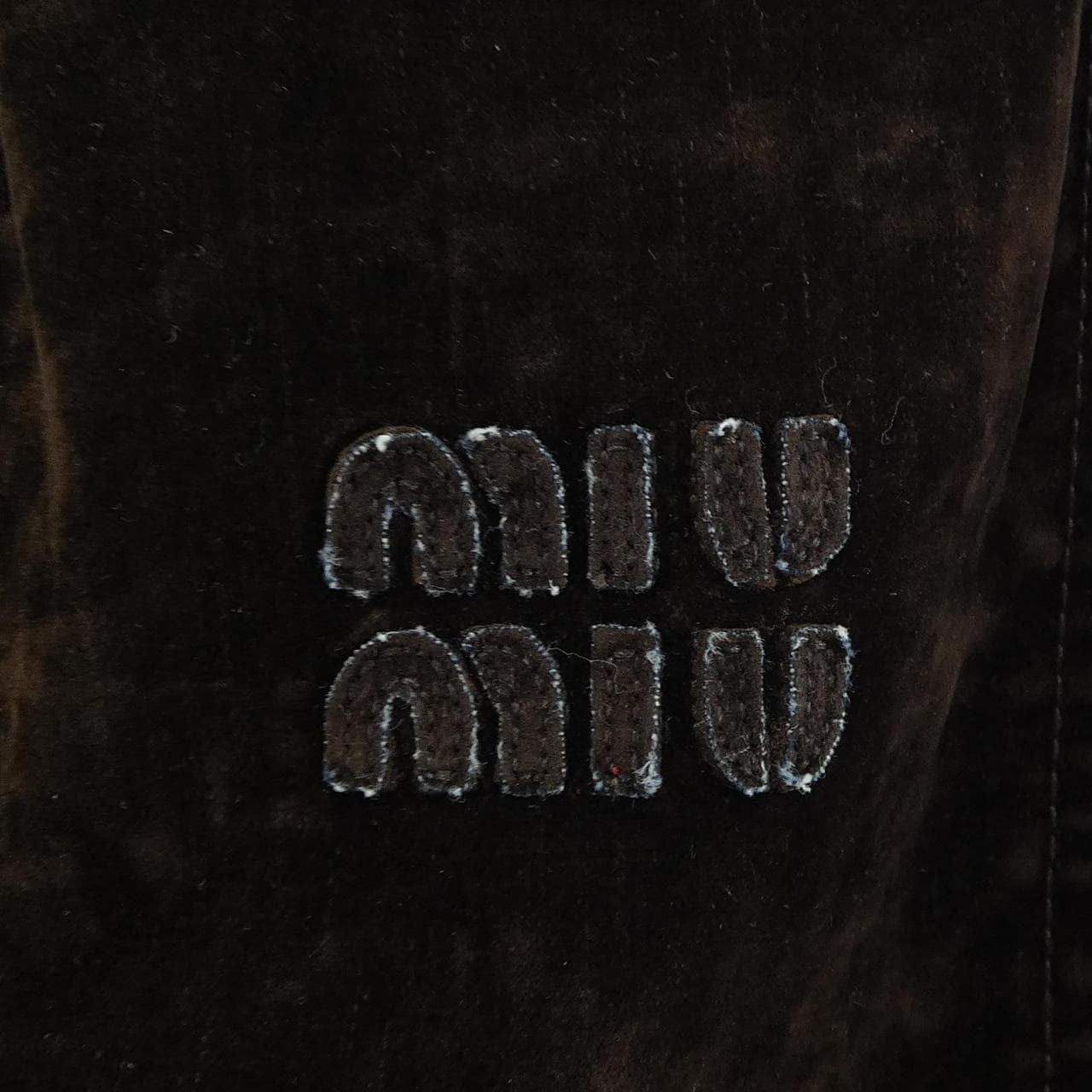 ミュウミュウ MIU MIU MIU MIUロゴ ウォッシュド フロック加工 MP1725 SOOO 157Y パンツ