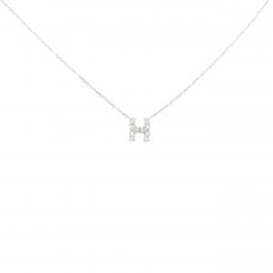 K18WG イニシャルH ダイヤモンド ネックレス 0.15CT