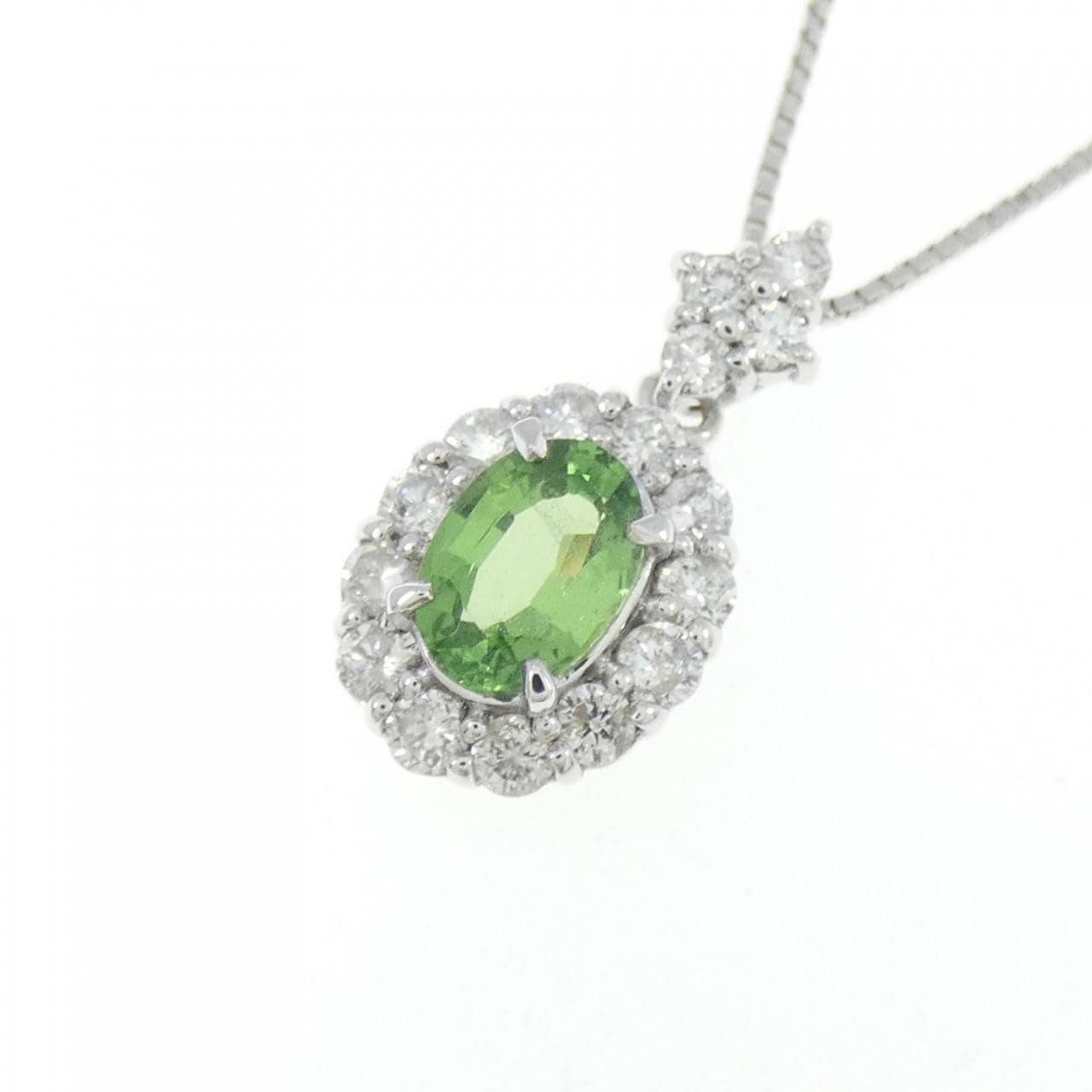 K18WG グリーンガーネット ネックレス 0.80CT