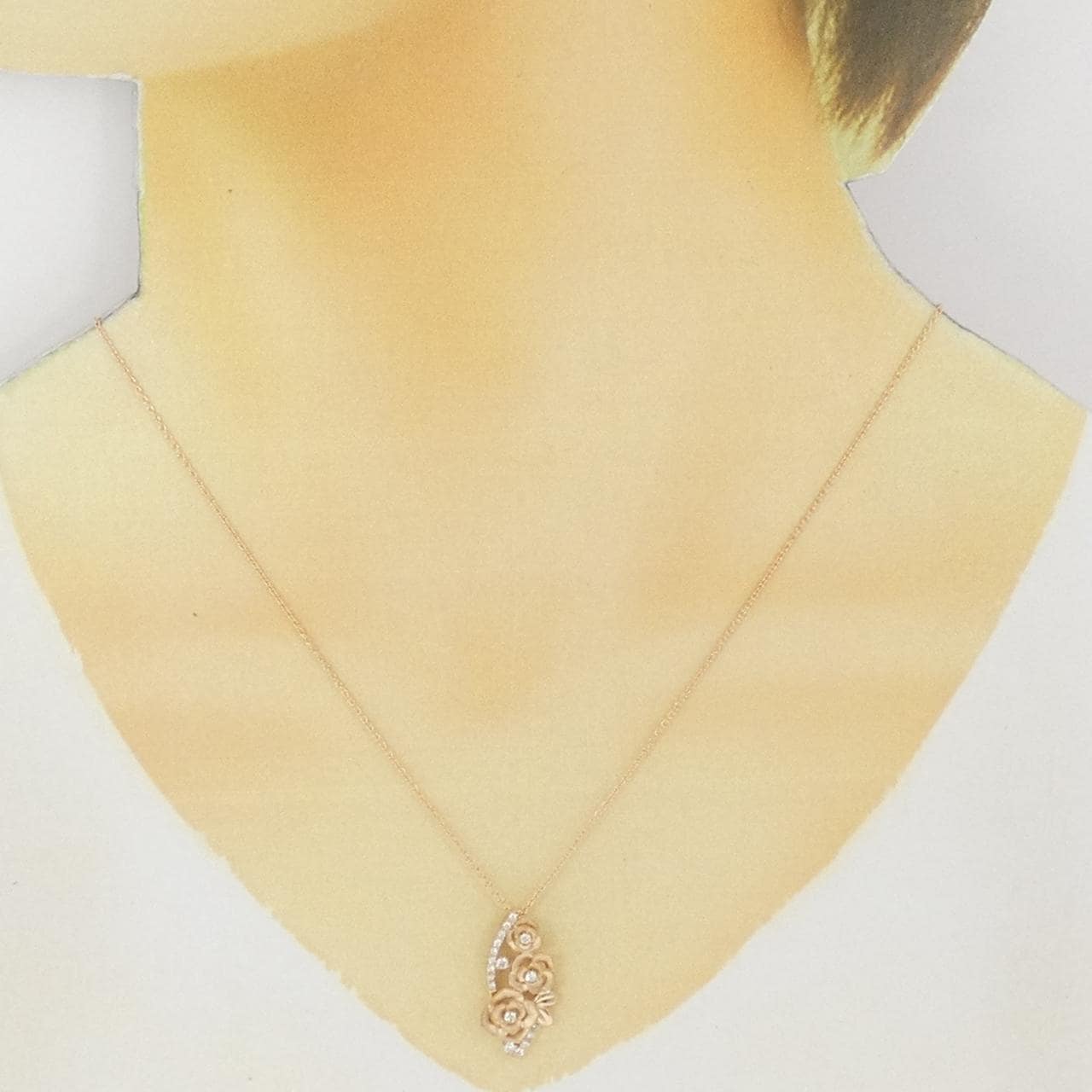 K18PG ローズ ダイヤモンド ネックレス 0.20CT
