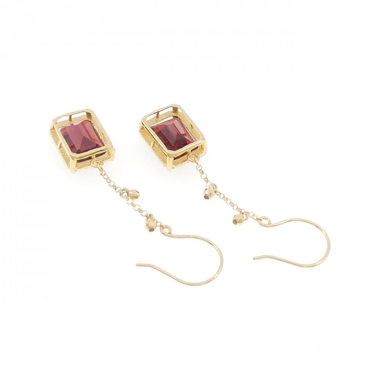 【新品】K18YG ガーネット ピアス