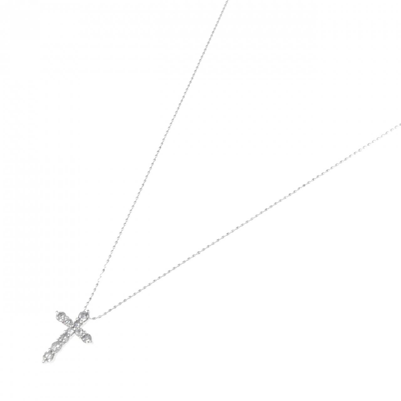 PT/K18WG クロス ダイヤモンド ネックレス 0.50CT