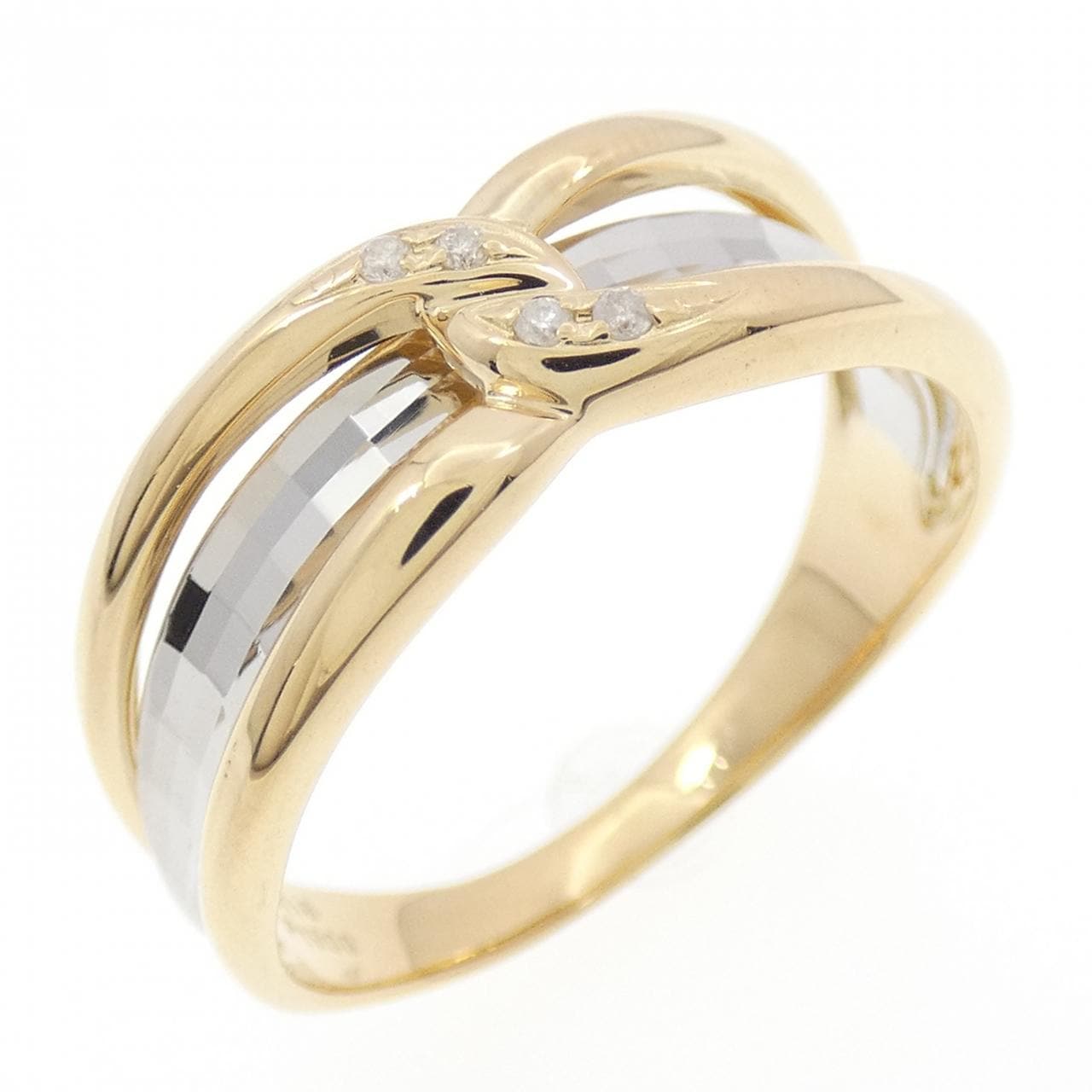 K18YG/PT900鑽石戒指