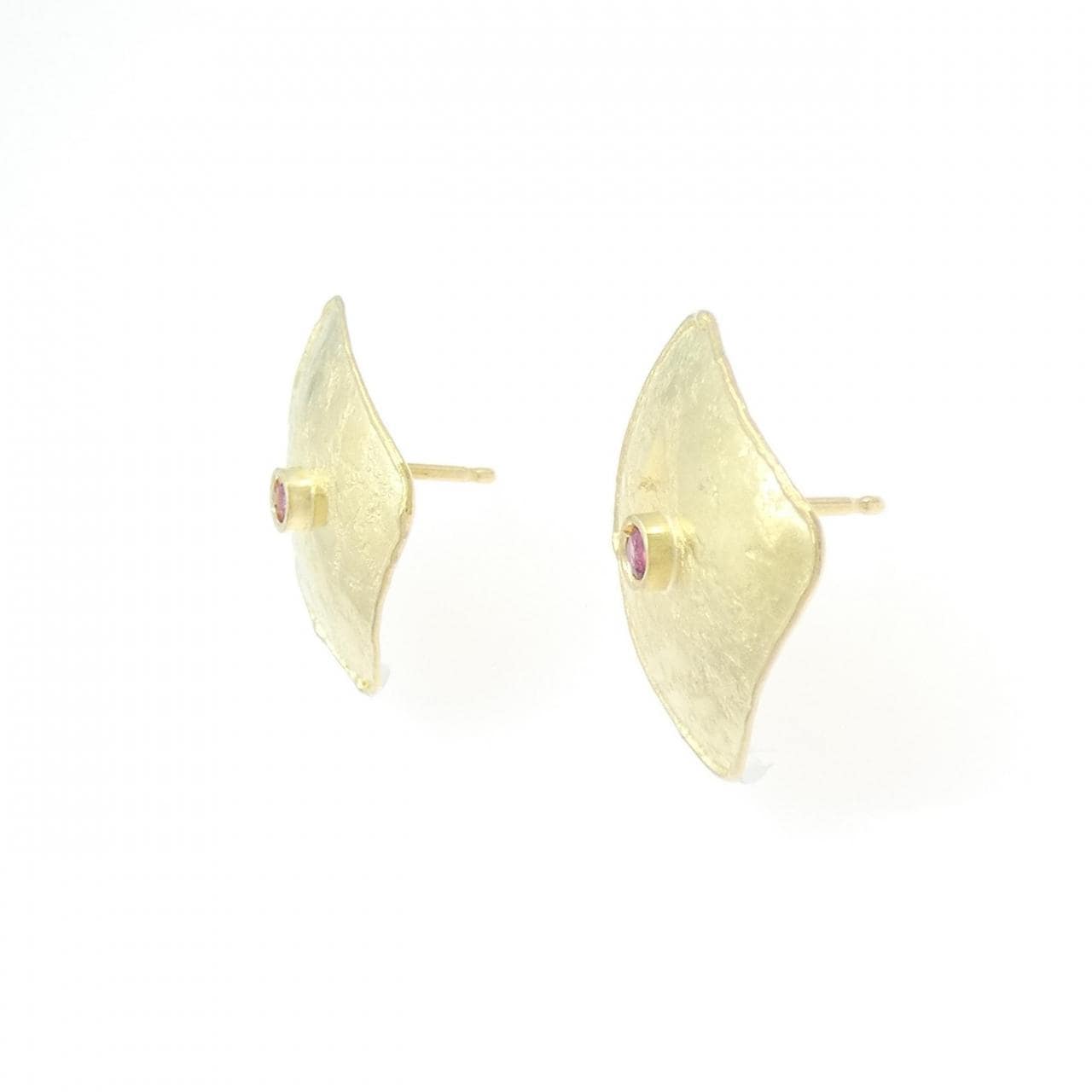 750YG/K18YG紅寶石耳釘