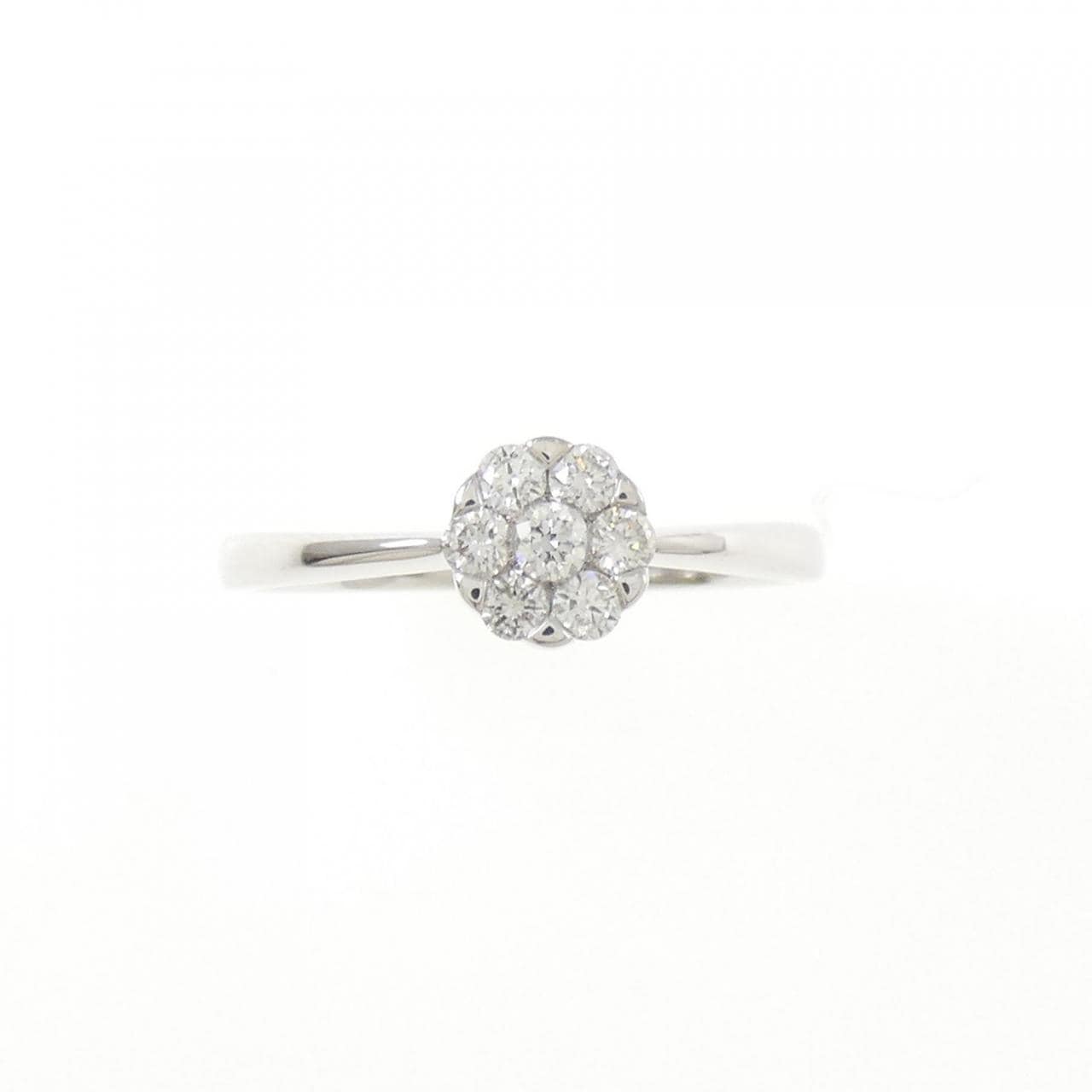 K18WG フラワー ダイヤモンド リング 0.19CT