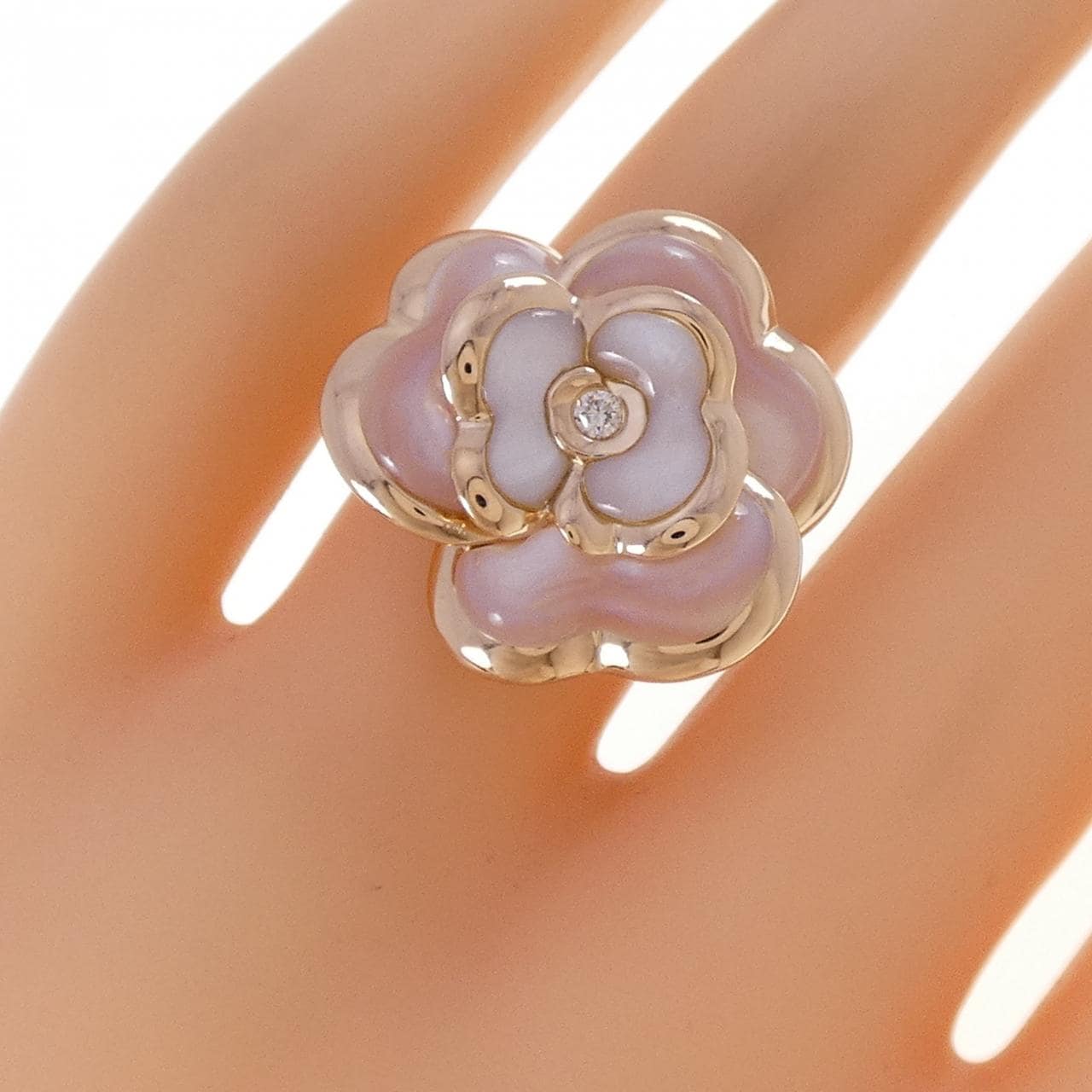 K18PG フラワー マザーオブパール リング