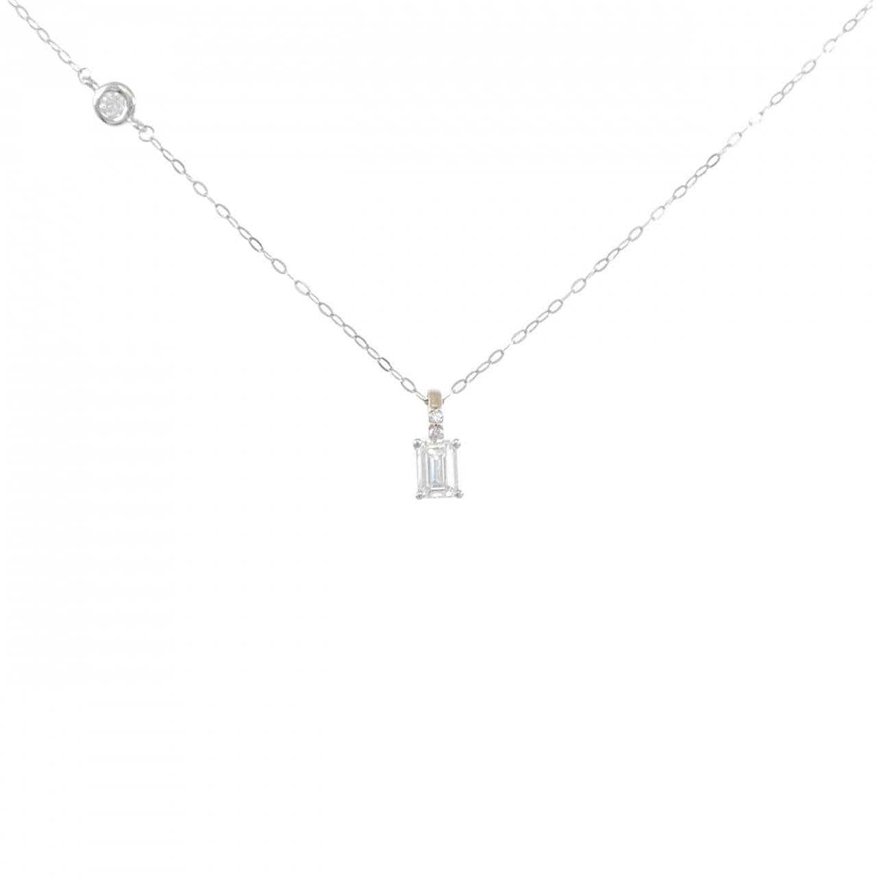 ジーエスティービー ダイヤモンド ネックレス 0.32CT D VS1 エメラルドカット