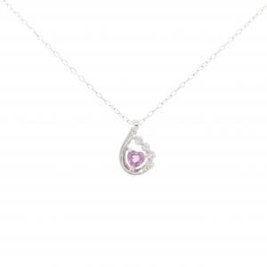 K10WG ハート サファイヤ ネックレス 0.13CT