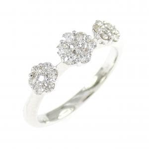 K18WG フラワー ダイヤモンド リング 0.30CT